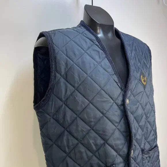 John Ferguson Quilted Vest Navy Blue Vintage